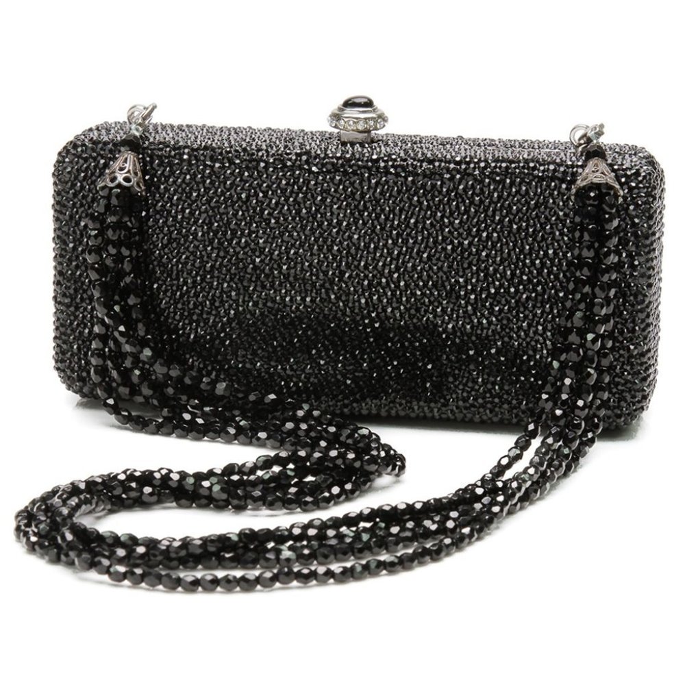 KATHRINE BAUMANN BLACK CRYSTAL CLUTCH P368BS